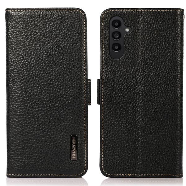 KHAZNEH Galaxy S25 Plus / S24 Plus Fodral RFID Äkta Läder Svart