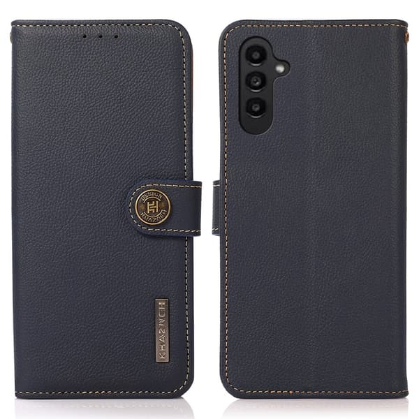 KHAZNEH Galaxy S25 Plus / S24 Plus Fodral Äkta Läder RFID Blå