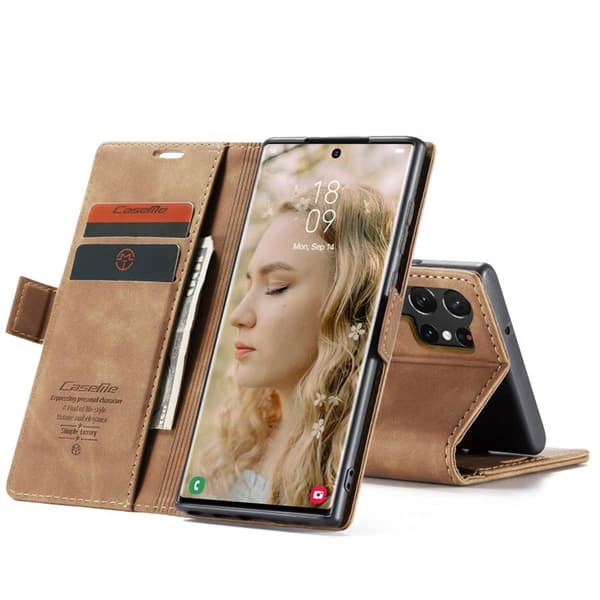 CaseMe Smart Magnet FlipCase Samsung Galaxy S24 Ultra - Brun