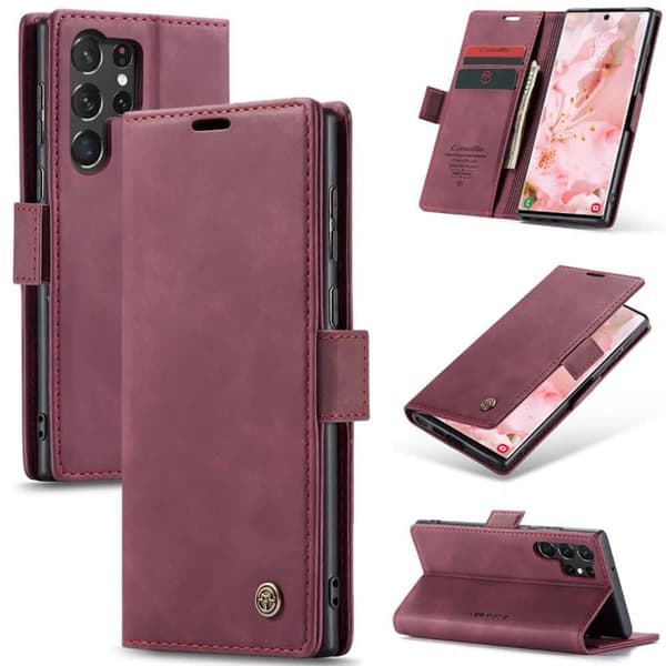 CaseMe Smart Magnet Flipdeksel Samsung Galaxy S24 Ultra - Burgund