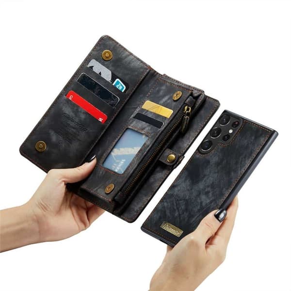 CaseMe mobilcover 008 8-kort Samsung Galaxy S24 Ultra - Sort/grå