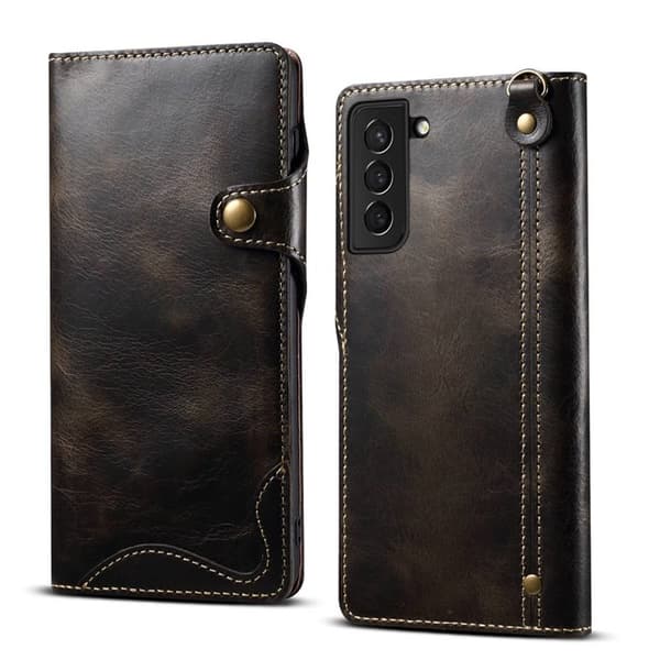 Wallet 3-kort ægte læder Samsung Galaxy S24 Plus - Sort