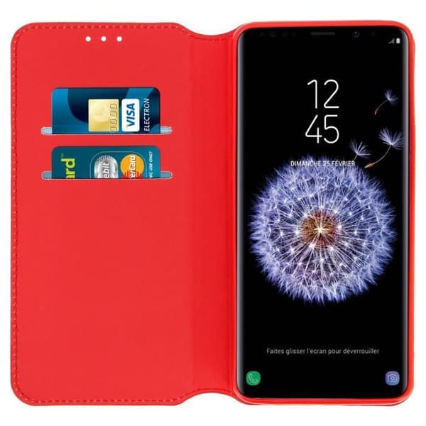 Etui Folio - Samsung - Galaxy S9 - Ekologiskt läder - Röd - Ställfunktion