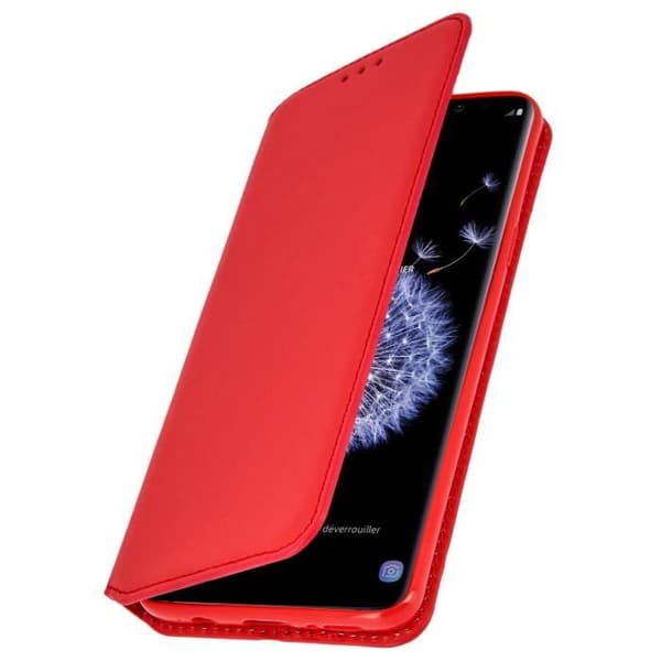 Etui Folio - Samsung - Galaxy S9 - Ekologiskt läder - Röd - Ställfunktion