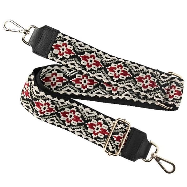 Telefonrem - Vychyvanka - Svart - Folkloristisk design - Justerbar rem - Metall