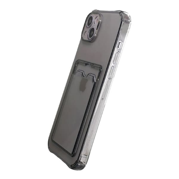 iPhone 15 Plus Stöttåligt Skal med Korthållare - Svart