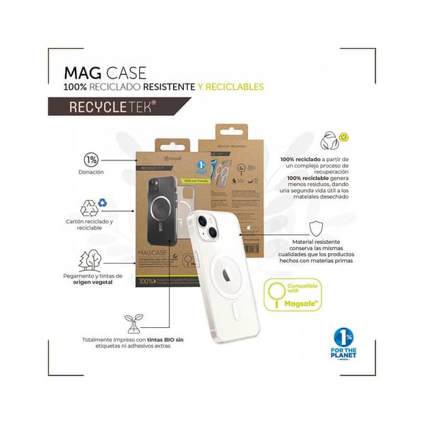 Muvit For Change Dække Recycletek Magsafe Iphone 14 Pro Transparent