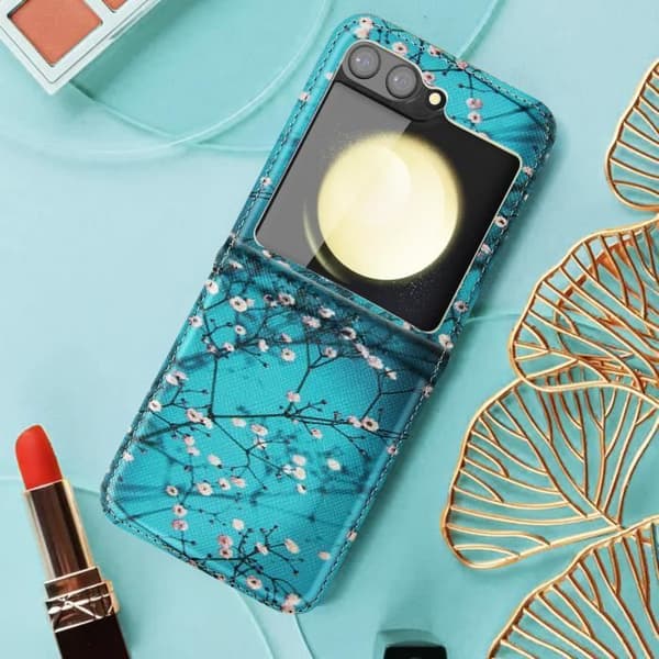 Mobilskal - AVIZAR - Samsung Galaxy Z Flip 5 - Hård - Syntetiskt läder - Blå
