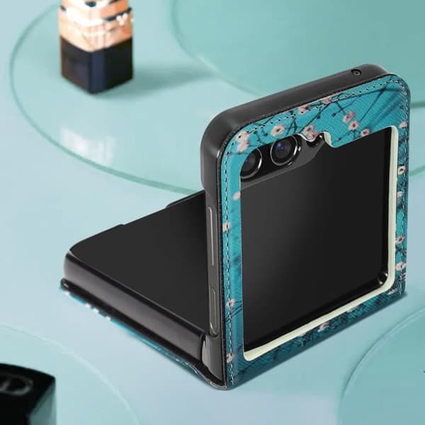 Mobilskal - AVIZAR - Samsung Galaxy Z Flip 5 - Hård - Syntetiskt läder - Blå