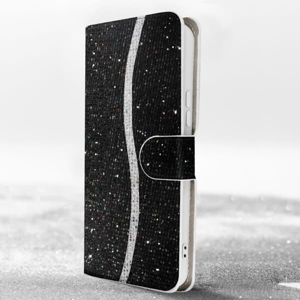 Fodral för Samsung Galaxy A54 5G Glitter Disco Wallet Video Support Svart