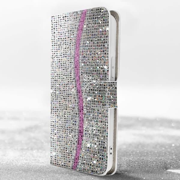 AVIZAR Plånboksfodral till iPhone 14 Pro Max Glitter Disco - Grå - Hårt - Smidigt
