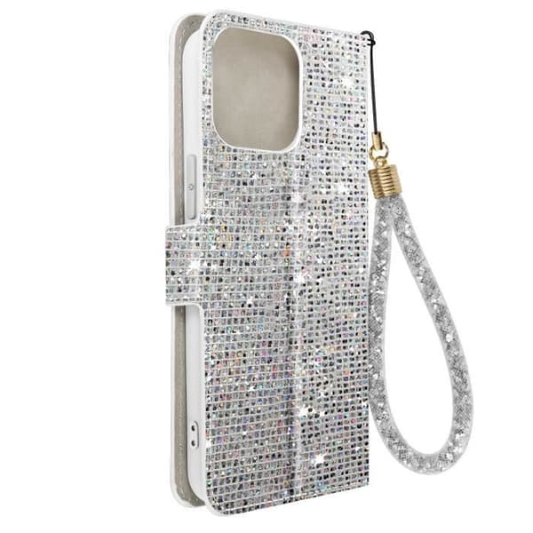 AVIZAR Plånboksfodral till iPhone 14 Pro Max Glitter Disco - Grå - Hårt - Smidigt