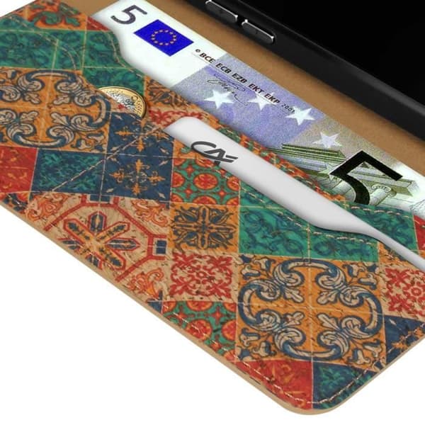 Korkfodral till iPhone 14 Pro - AVIZAR - Viktoriansk - Kort- och biljettförvaring - Videostöd - Svart