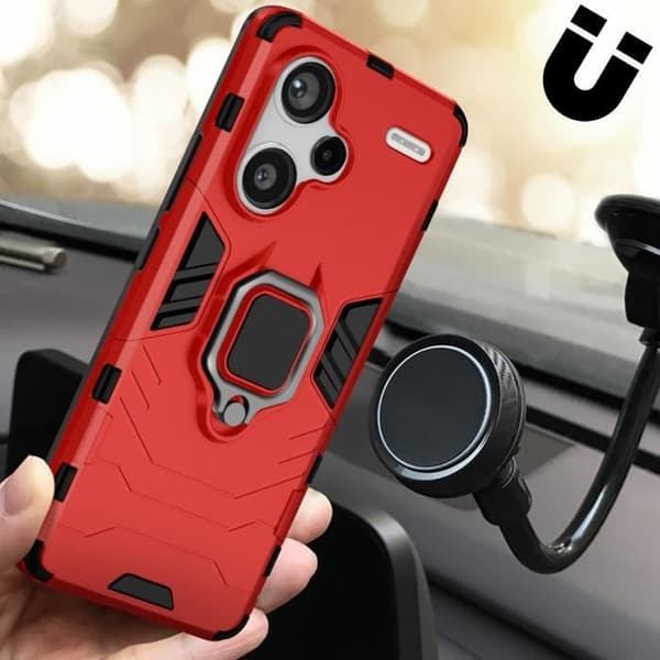 Smartphonefodral - Xiaomi - Redmi Note 13 Pro Plus - Röd - Rotterande ring 360° - Modern design