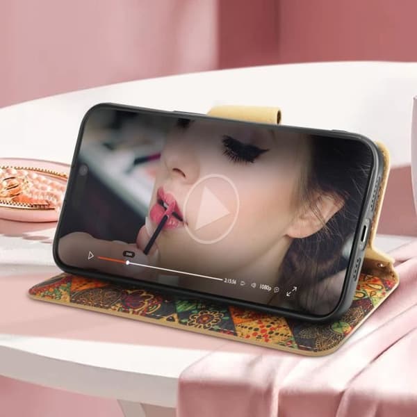 Korkfodral till iPhone 15 Pro Max - AVIZAR - Bohème - Kortförvaring - Videostödflik