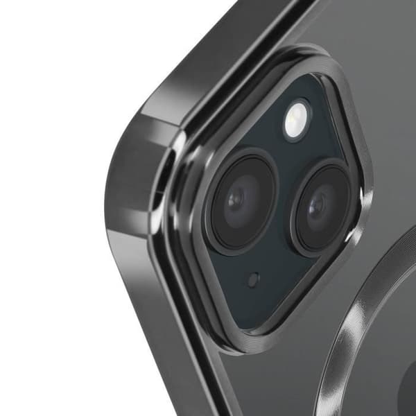 Skyddsskal - Swissten - iPhone 15 - Transparent - Svart Kant - Kompatibel med MagSafe