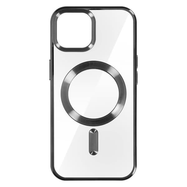 Skyddsskal - Swissten - iPhone 15 - Transparent - Svart Kant - Kompatibel med MagSafe