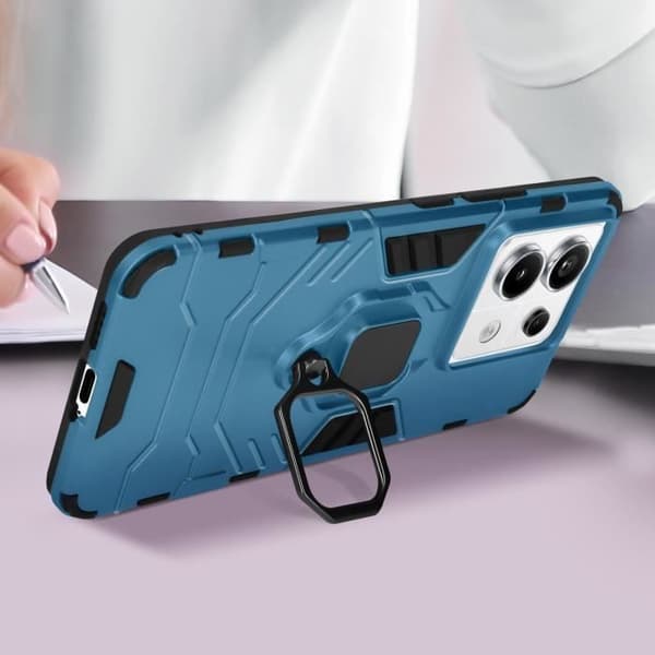 Coque för Xiaomi - Ring Collection - Blå - Rotationsring 360° - Bi-material - Styv