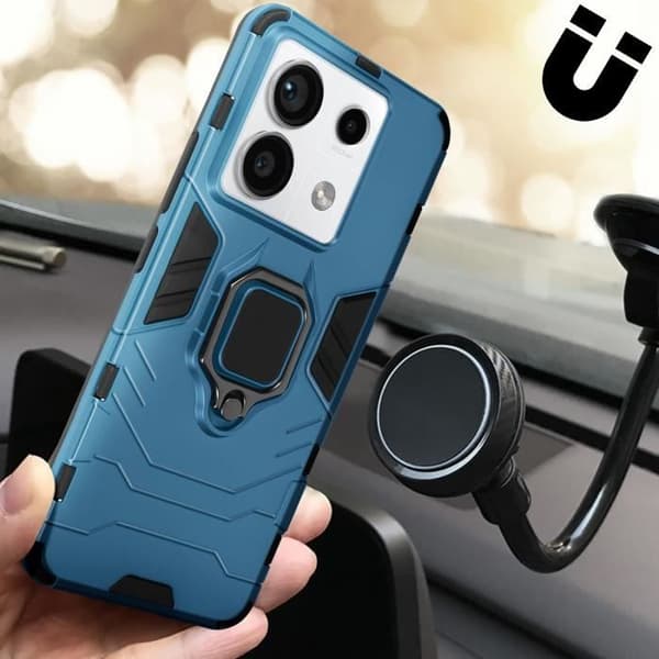Coque för Xiaomi - Ring Collection - Blå - Rotationsring 360° - Bi-material - Styv