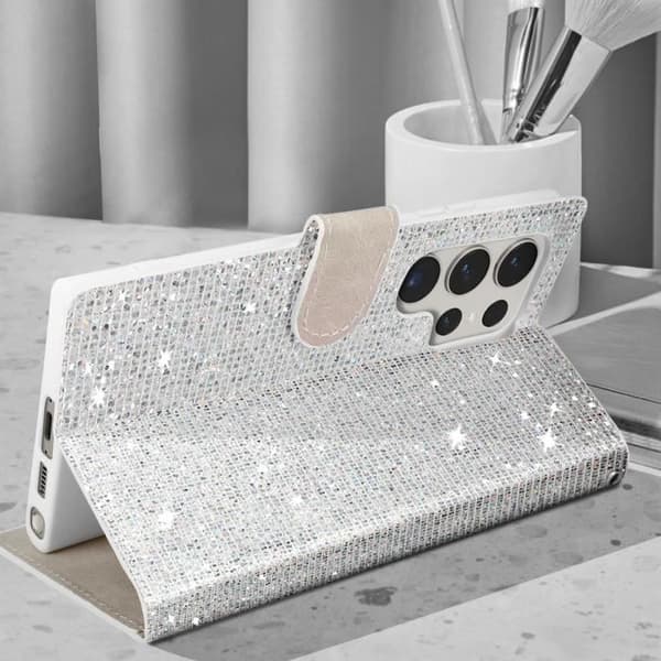 Fodral till Samsung S23 Ultra - AVIZAR - Glitter Disco - Plånbok Video Support