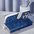 Miniatyrbild 4 av 4: iPhone 15 Pro Max Fodral Glitter Disco Plånboksställ Video Blå
