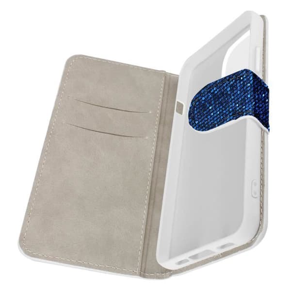 iPhone 15 Pro Max Fodral Glitter Disco Plånboksställ Video Blå