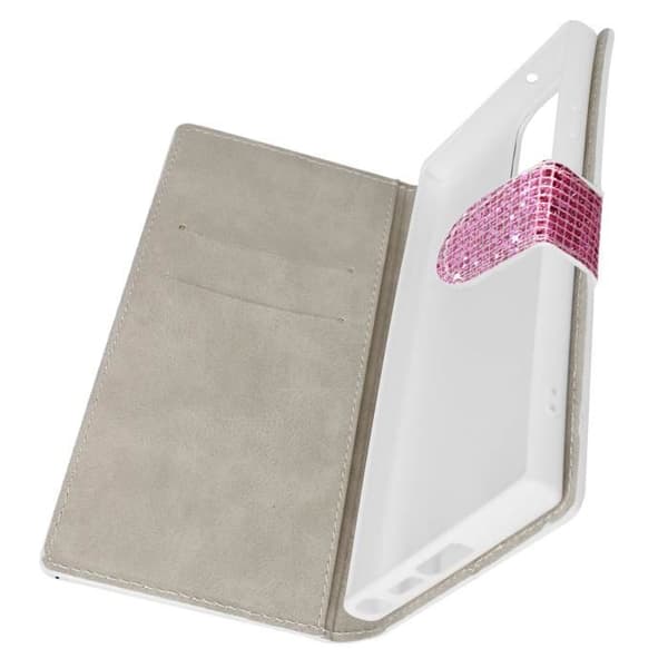 AVIZAR Fodral till Samsung S23 Ultra - Rosa - Hårt skal - Disco Glitter Design - Videostöd