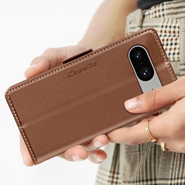 Google Pixel 8 Fodral - AVIZAR Anti-RFID Wallet Video Support Brun