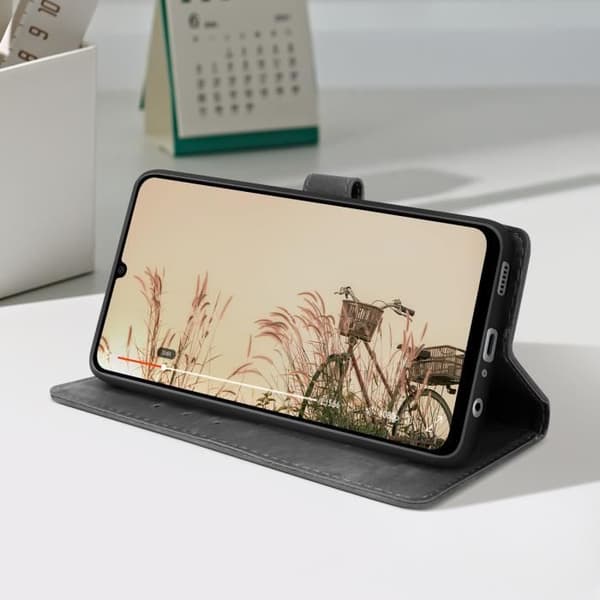 Fodral till Samsung Galaxy A05 Handledsrem med borstad effekt i konstläder Svart
