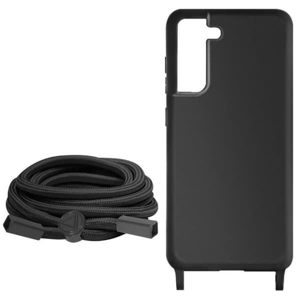 Mobilskal med snöre för smartphone - Corda - Samsung S21 FE - Justerbar rem 80cm - Svart - Semihård