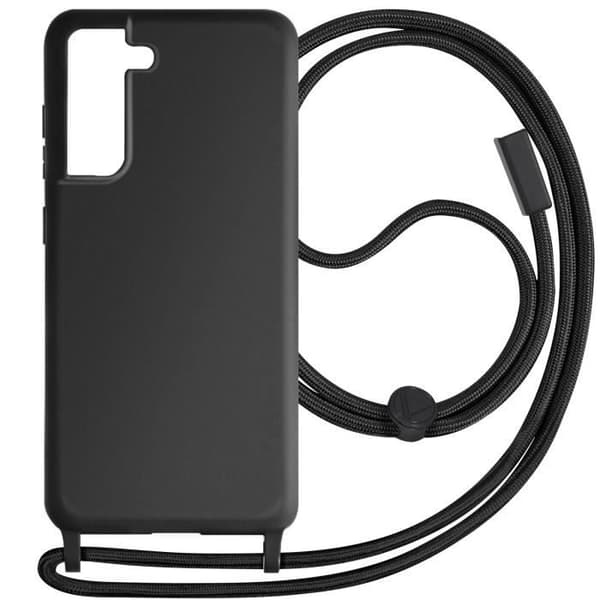 Mobilskal med snöre för smartphone - Corda - Samsung S21 FE - Justerbar rem 80cm - Svart - Semihård
