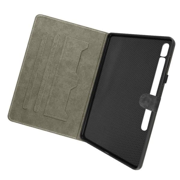 Fodral - Samsung - Galaxy Tab S9 Plus/S9 FE Plus - Svart - Ekologisk läder - Videostöd