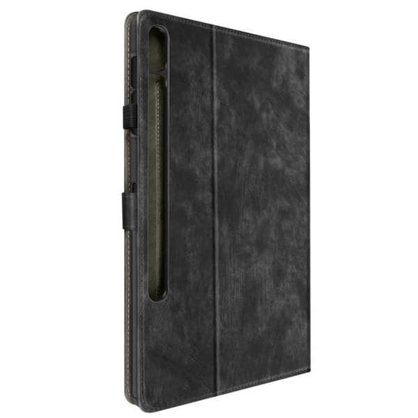 Fodral - Samsung - Galaxy Tab S9 Plus/S9 FE Plus - Svart - Ekologisk läder - Videostöd