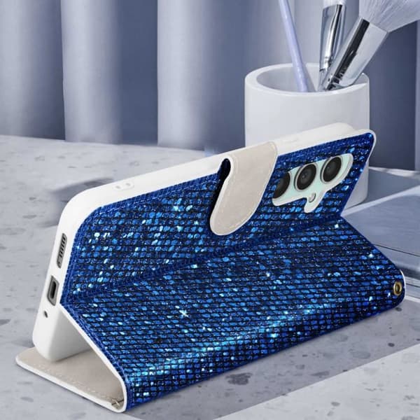 Samsung Galaxy A34 5G Fodral - AVIZAR - Glitter Disco - Plånbok - Videostöd - Blå