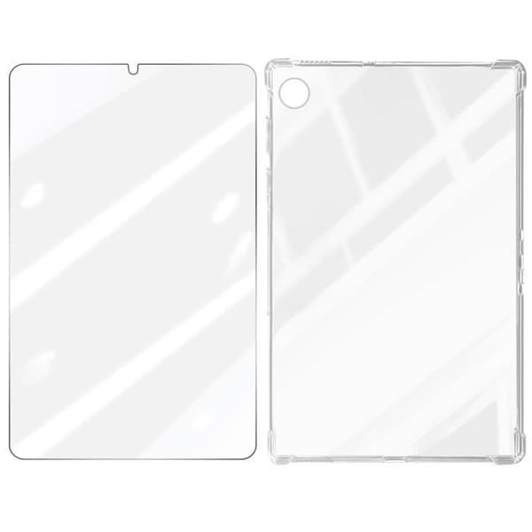Fodral till Samsung Tab A9 Plus - AVIZAR - Stötsäker silikon och transparent härdat glas
