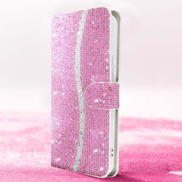 Fodral för Samsung Galaxy A54 5G Glitter Disco Wallet Video Support Rosa