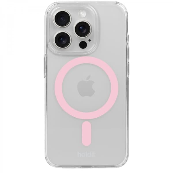 holdit iPhone 15 Pro Max Kuori MagSafe Case Vaaleanpunainen Läpinäkyvä