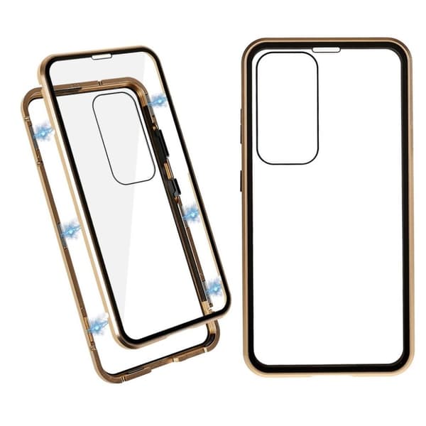 Samsung Galaxy S24 Skal med magnetiskt metallram - Guld