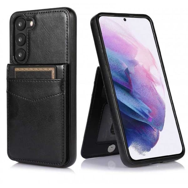 Samsung S24 Plus Mobilskal Korthållare 5-FACK Retro V3 - Sort