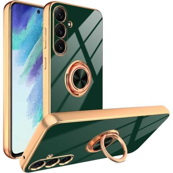Tyylikäs ja iskunkestävä Samsung S24 Plus -kotelo, jossa on Flawless sormusteline - Tummanvihreä