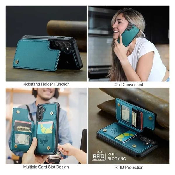 CaseMe Shockproof Cover Kortholder Stander 4-rums Samsung S24 Plus Grön
