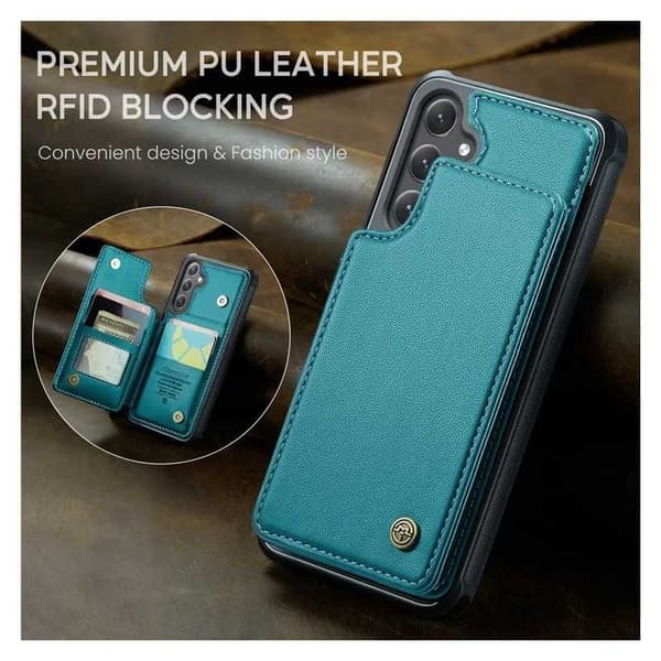 CaseMe Shockproof Cover Kortholder Stander 4-rums Samsung S24 Plus Grön