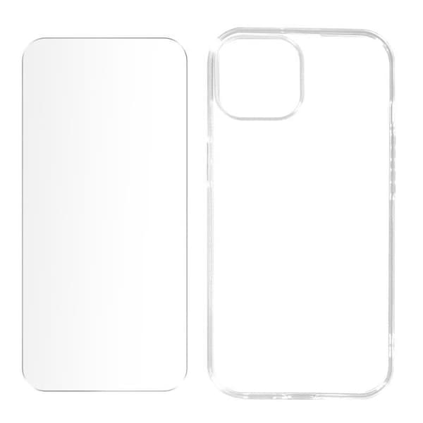 Fodral till iPhone 15 AVIZAR - Silikongel och 9H härdat glas - Genomskinlig