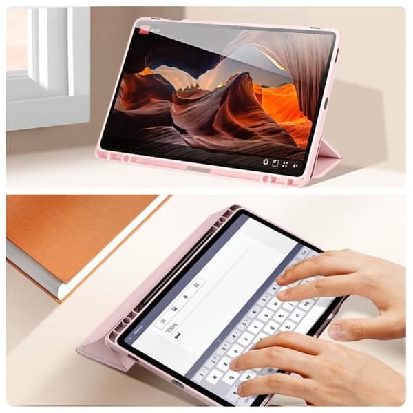 Hölster - DUX DUCIS - Toby - Rosa - Tangentbordssupport - Heltäckande skydd - Kompatibel med Galaxy Tab S9 FE Plus