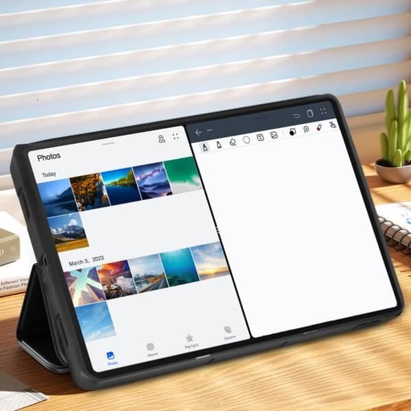 Fodral för Lenovo Tab P12 - AVIZAR - Trifold - Svart läderimitation - Video- och tangentbordsstöd - Heltäckande skydd