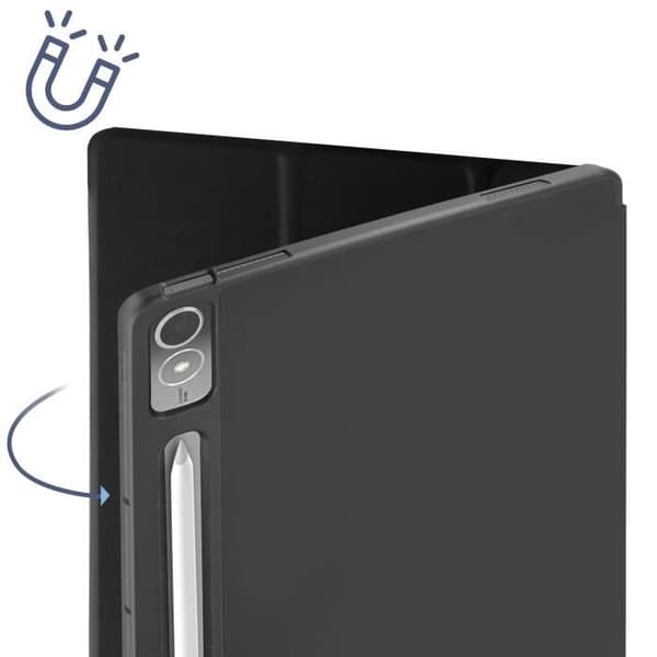 Fodral för Lenovo Tab P12 - AVIZAR - Trifold - Svart läderimitation - Video- och tangentbordsstöd - Heltäckande skydd