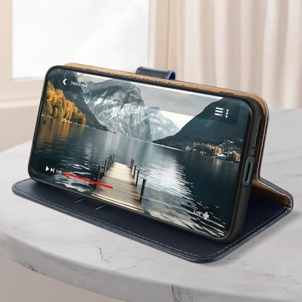 Fodral till Motorola Edge 40 Neo - AVIZAR - Wallet Flip Video Support - Blå