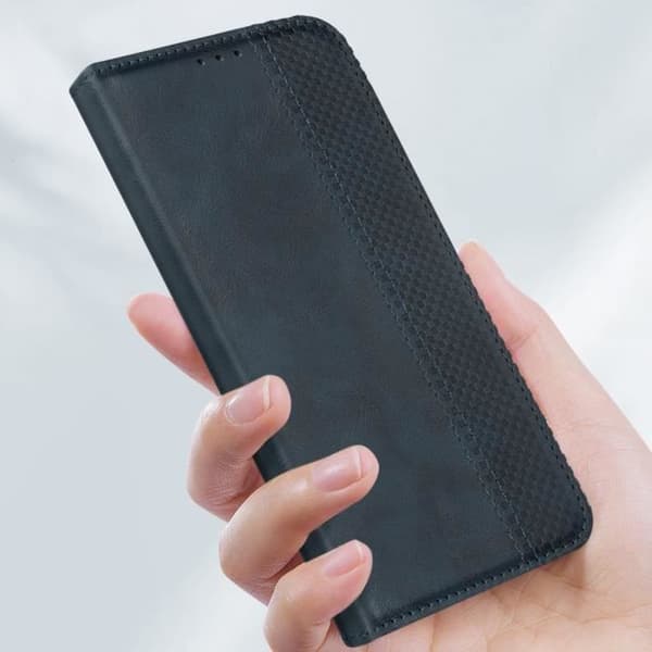 Fodral för Motorola Moto G84 Plånbok schackbrädemönster Geo Collection Midnight Blue