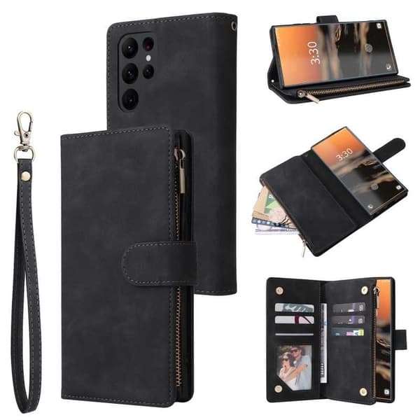 Samsung S24 Ultra Multifunktionellt Plånboksfodral Zipper 8-Fack
