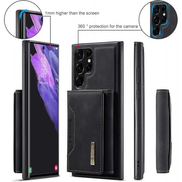 8-FACK Samsung S24 Ultra Stöttåligt Skal med Magnetisk Korthållare DG.MING Detach